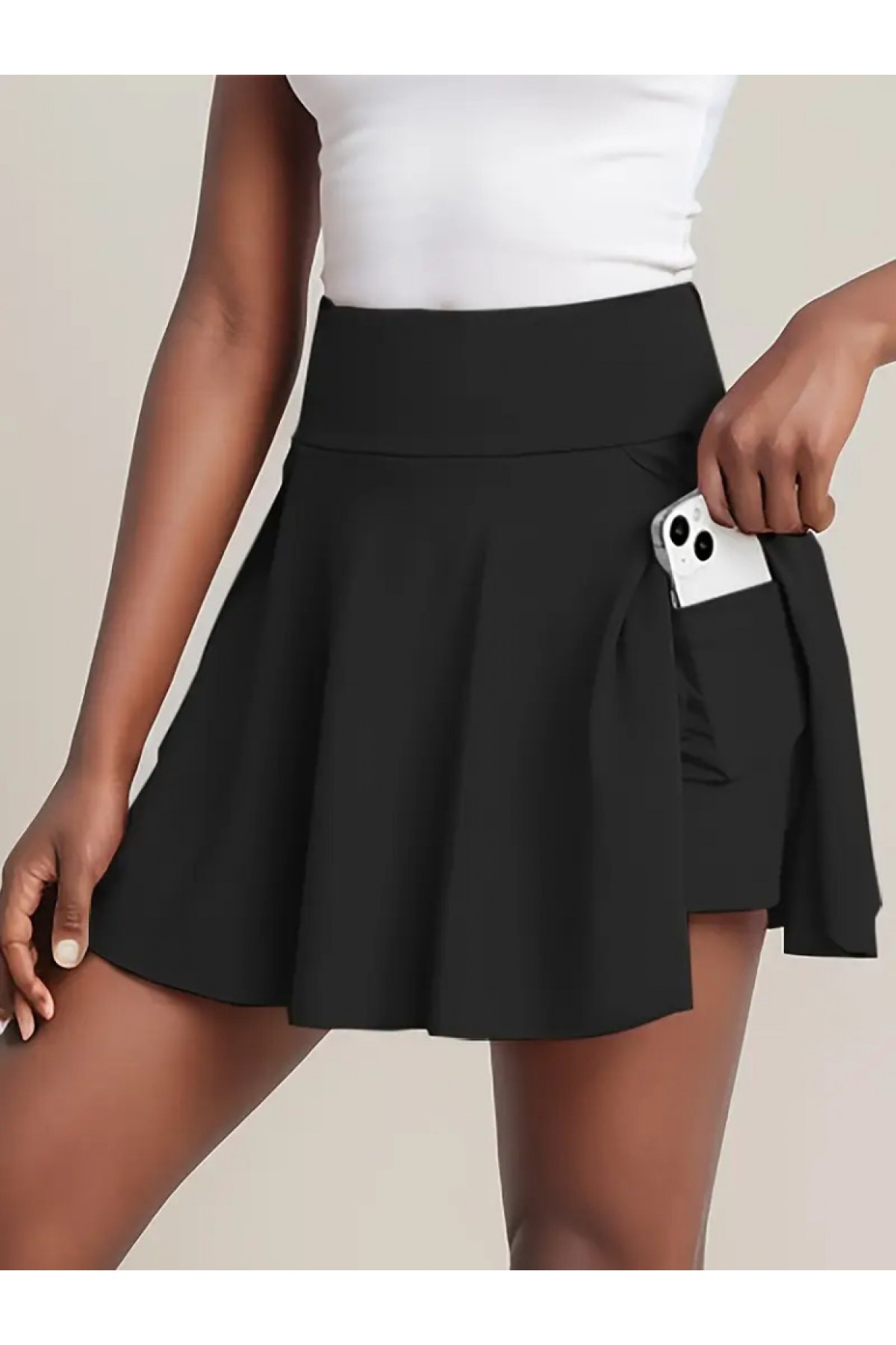 Women's High Waist Pocket Sandy Short Skirt, 23952