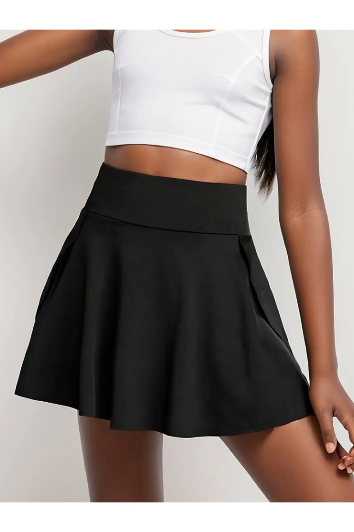 Women's High Waist Pocket Sandy Short Skirt, 23952