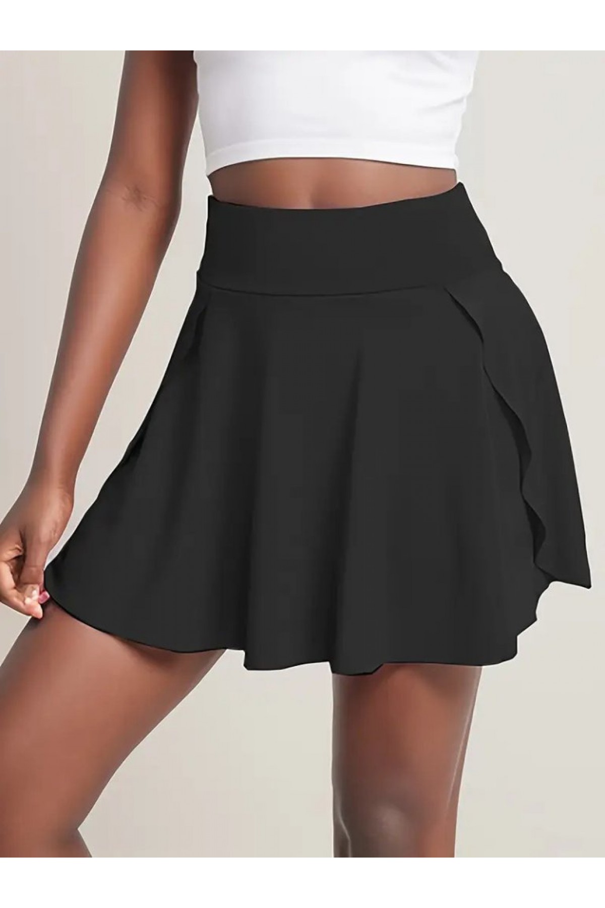 Women's High Waist Pocket Sandy Short Skirt, 23952
