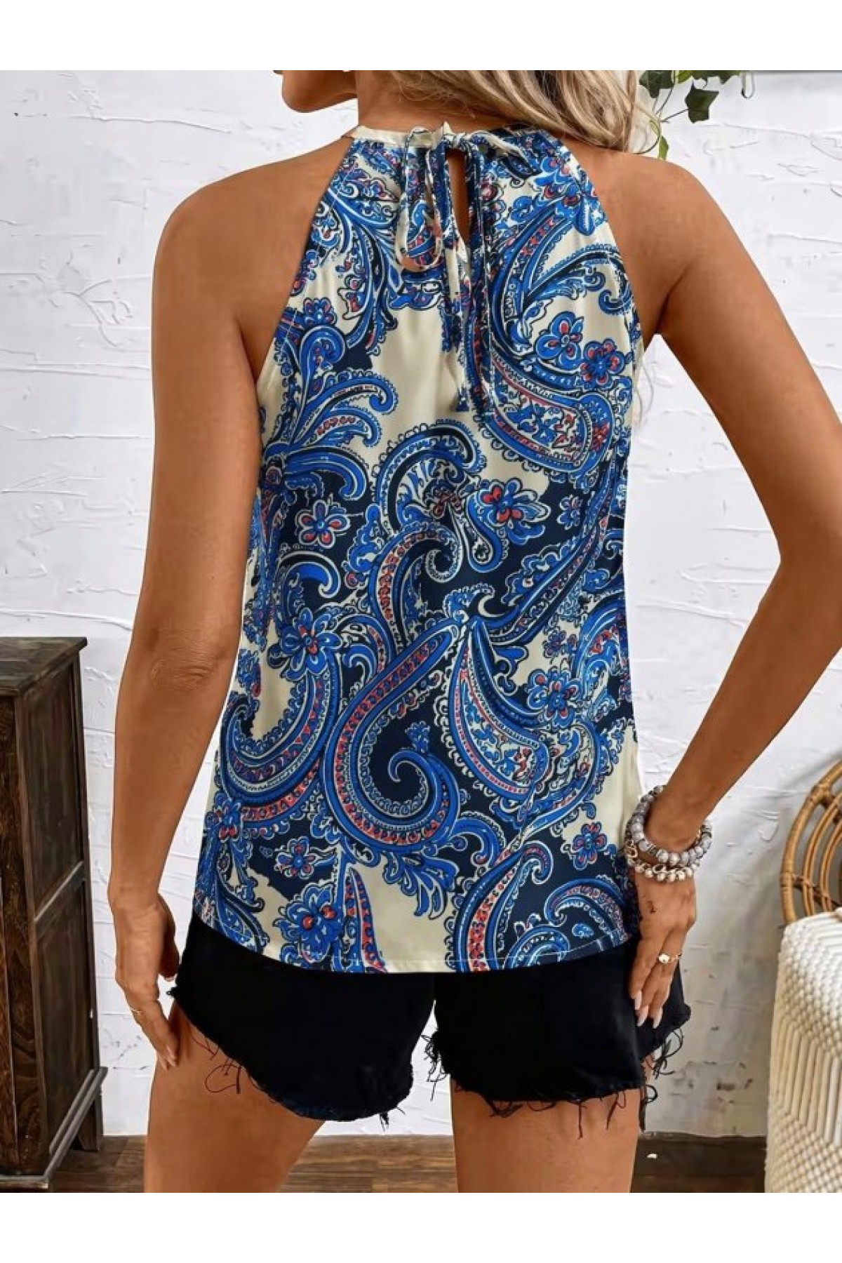 Kadın Uzun Kollu Boyundan Halka Detaylı Leopar Süprem Bluz , 33424