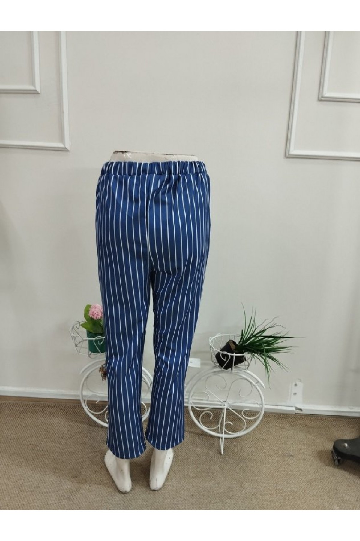 Kadın Yüksek Bel Bağcıklı Leopar Desenli Modal Pantolon, 38405