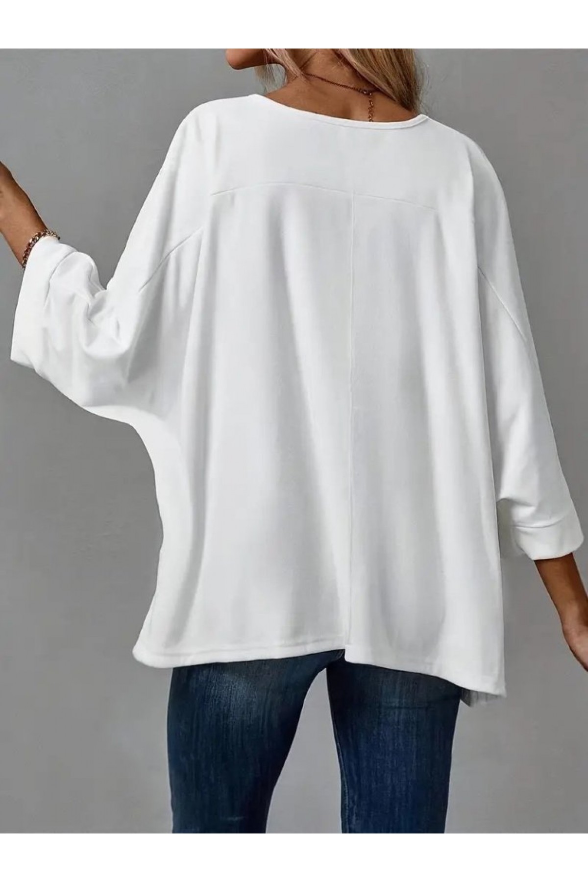 Women's Three Quarter Sleeve Crew Neck Viscose Blouse, 29587
