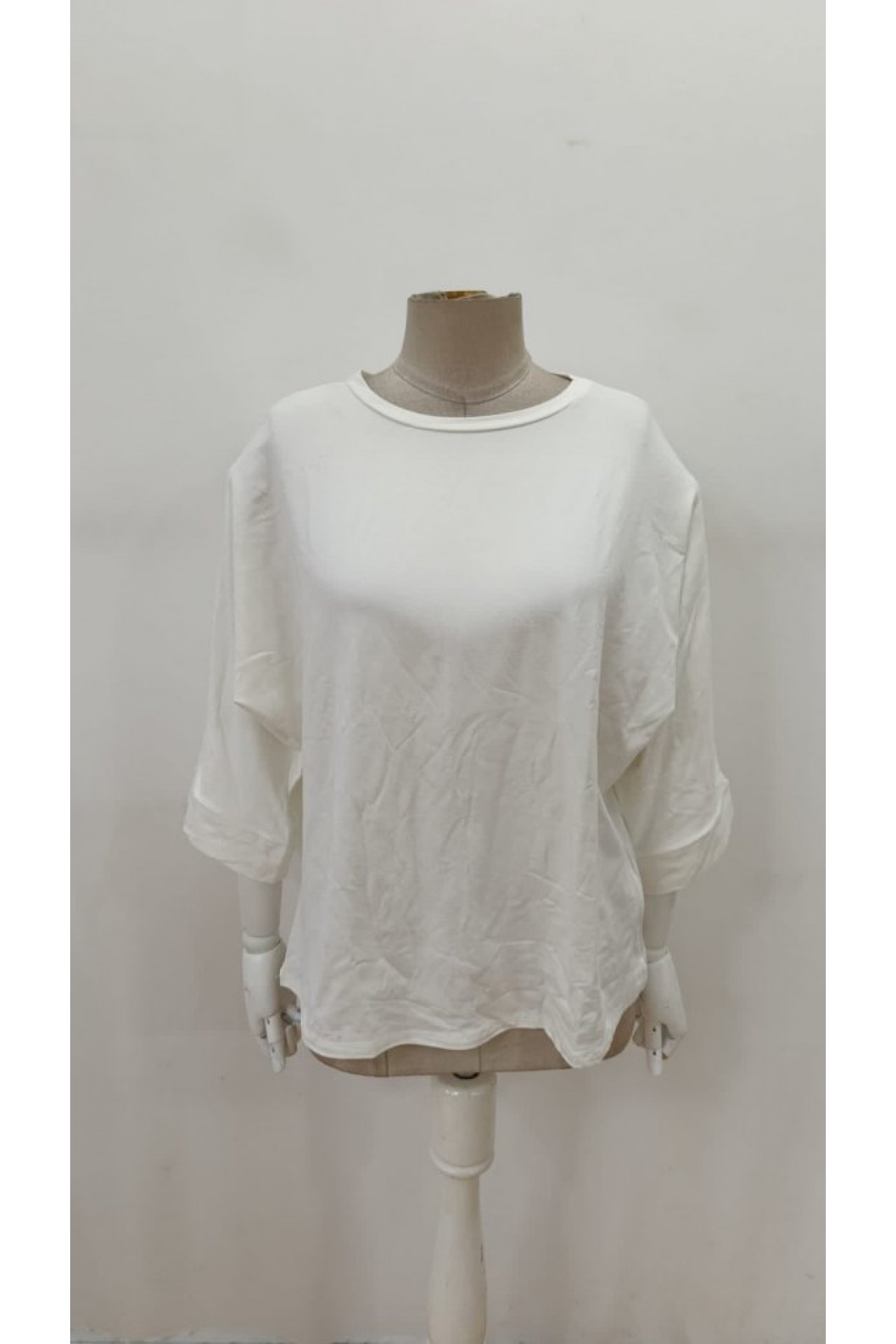 Women's Three Quarter Sleeve Crew Neck Viscose Blouse, 29587