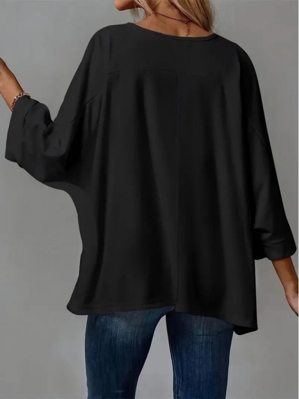 Women's Three Quarter Sleeve Crew Neck Viscose Blouse, 29586