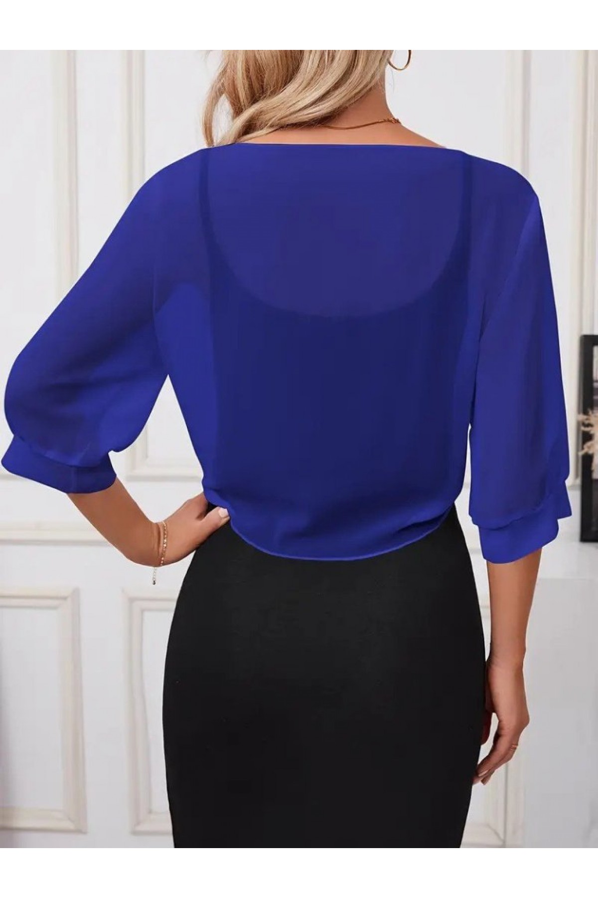 Kadın Truvakar Kol önden Bağlamalı Kısa şifon Bolero Ceket, 33503