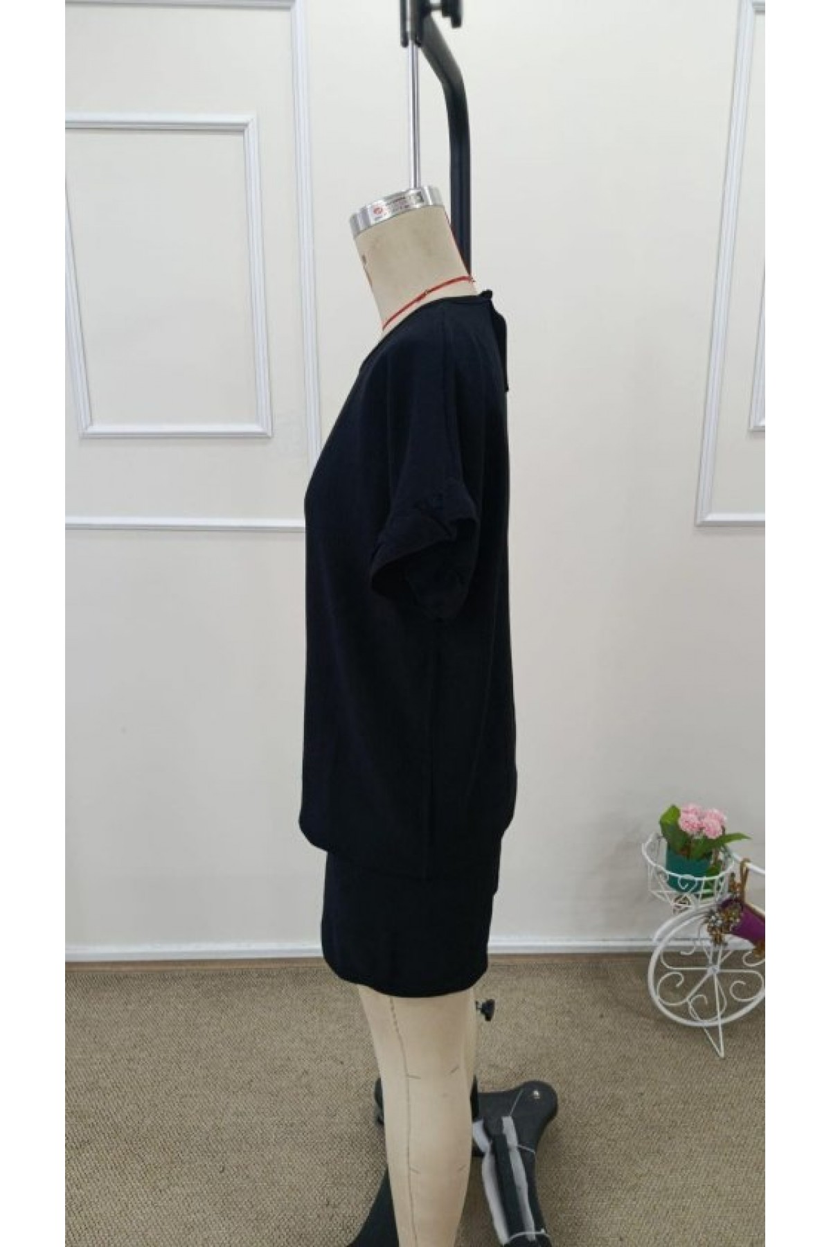 Kadın Kısa Kollu Bisiklet Yaka Bürümcük Bluz Ve Kısa Short Ikili Takım, 32466