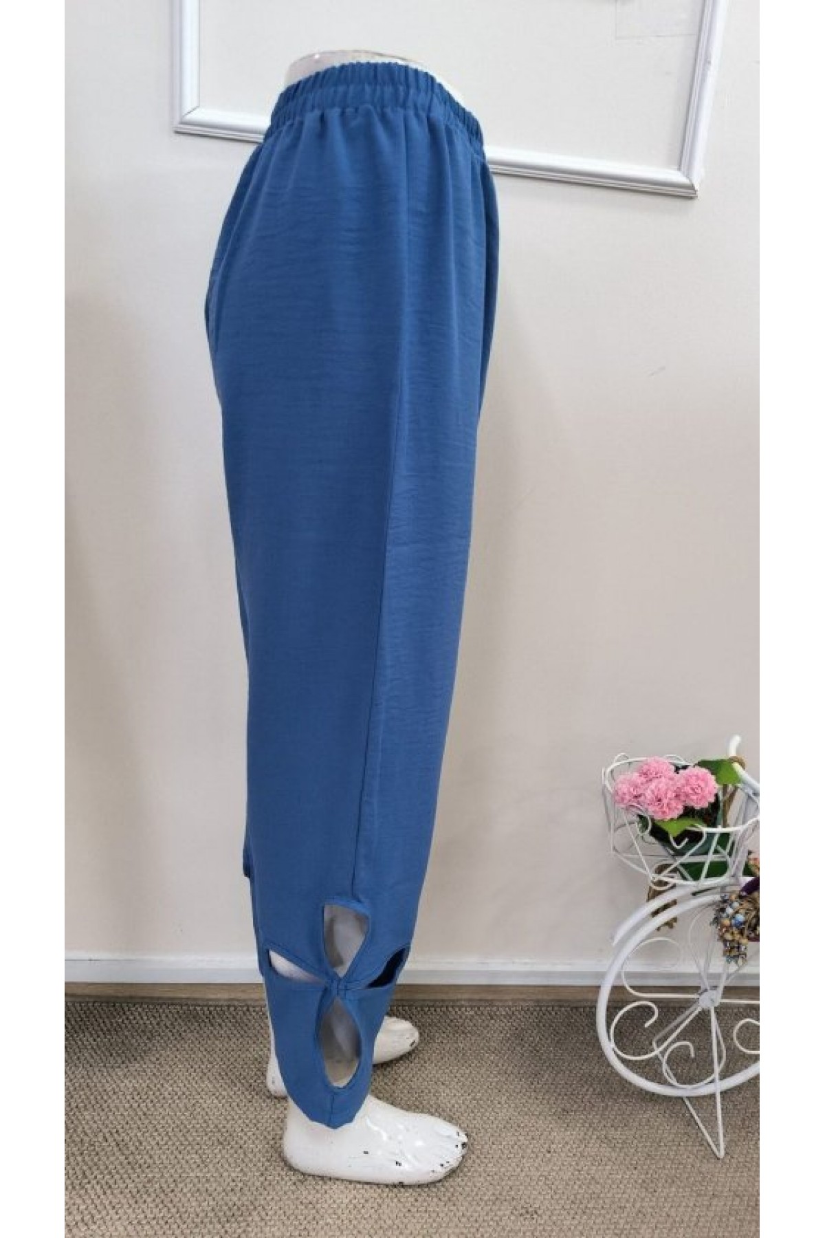 Kadın Yüksel Beli Lastikli Yan Detayı çiçek Desenli Pantolon, 34169