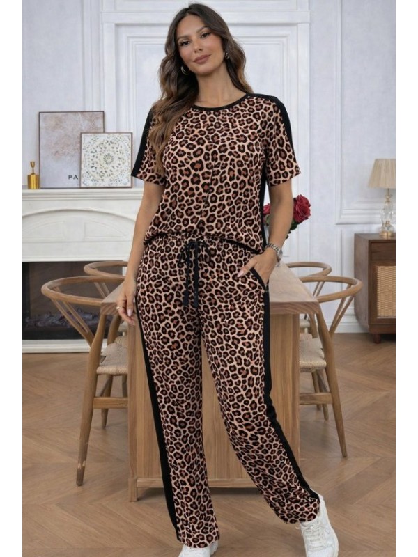 Kadın Kısa Kollu Bisiklet Yaka Iki Iplik Bluz Ve Pantolon Ikili Takım , 33245