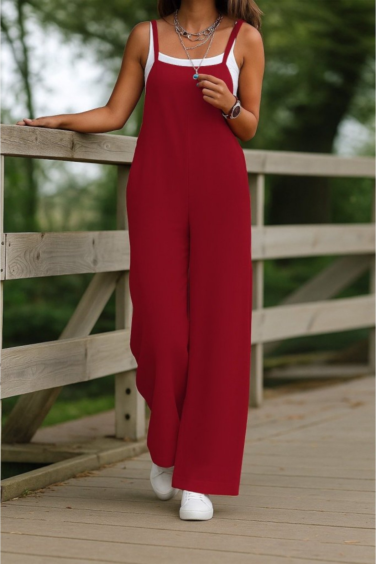 Women's Strappy Side Zipper Wide Leg Valencia Jumpsuit, 26288
