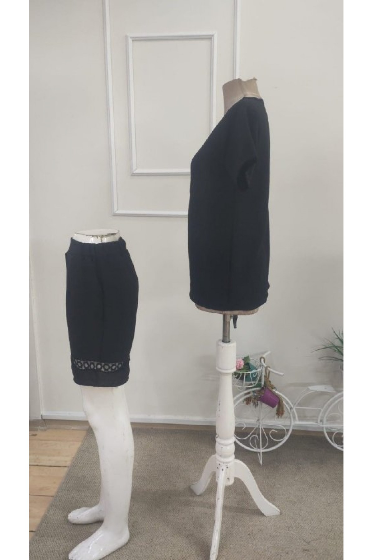 Kadın Kısa Kollu V Yakalı Bluz Ve Short Ikili Takım, 35723