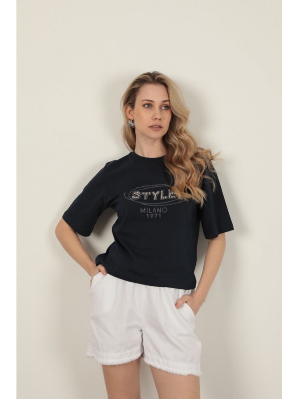 Supreme Fabric Stone Detailed Women's T-Shirt