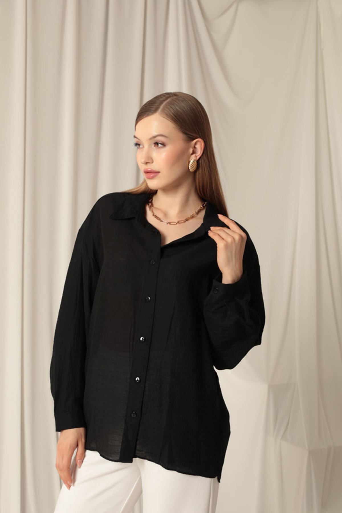 Aerobin Fabric Basic Women's Black Shirt