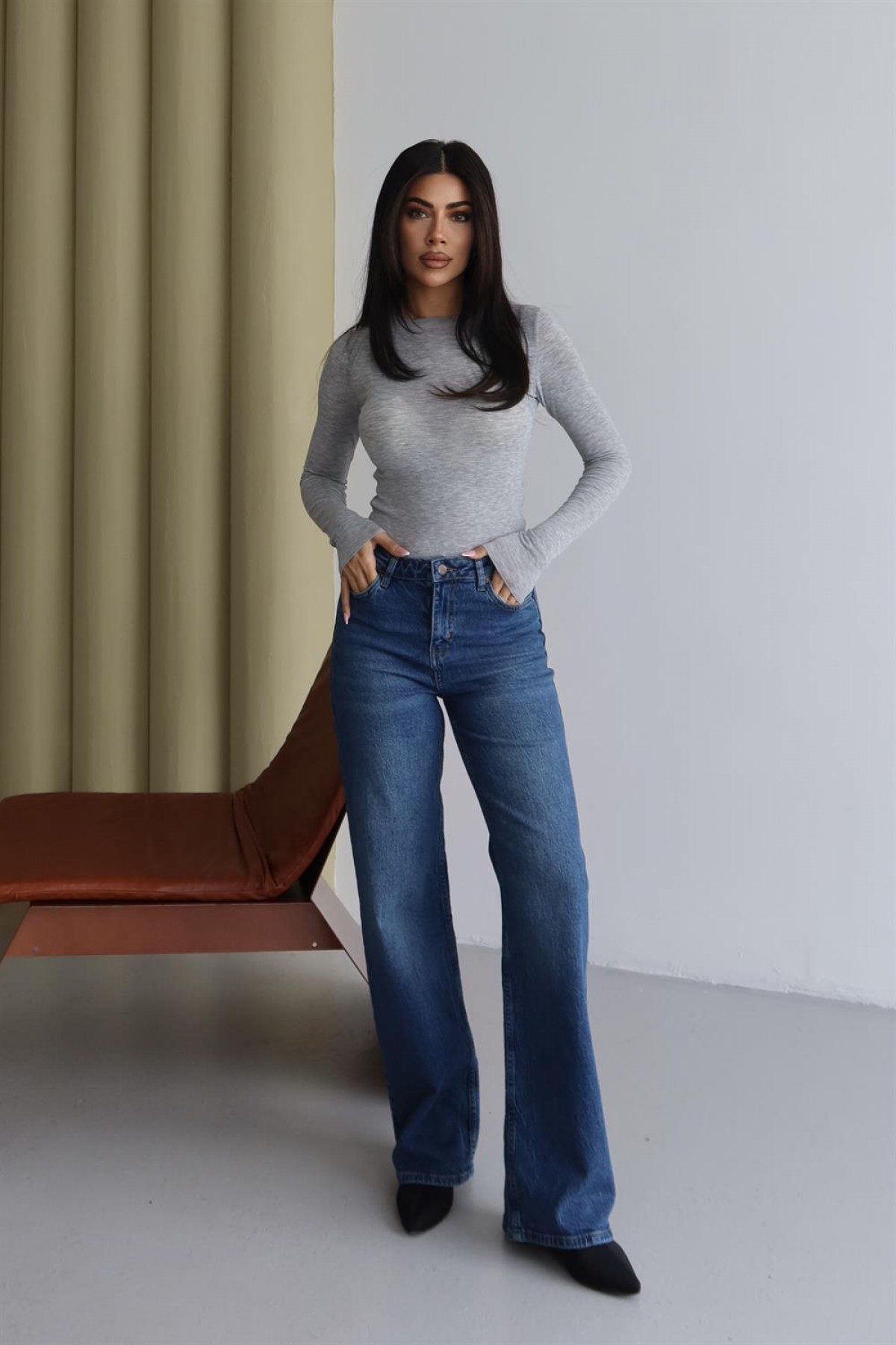 Yüksek Bel Blue Nita Jean Pantolon