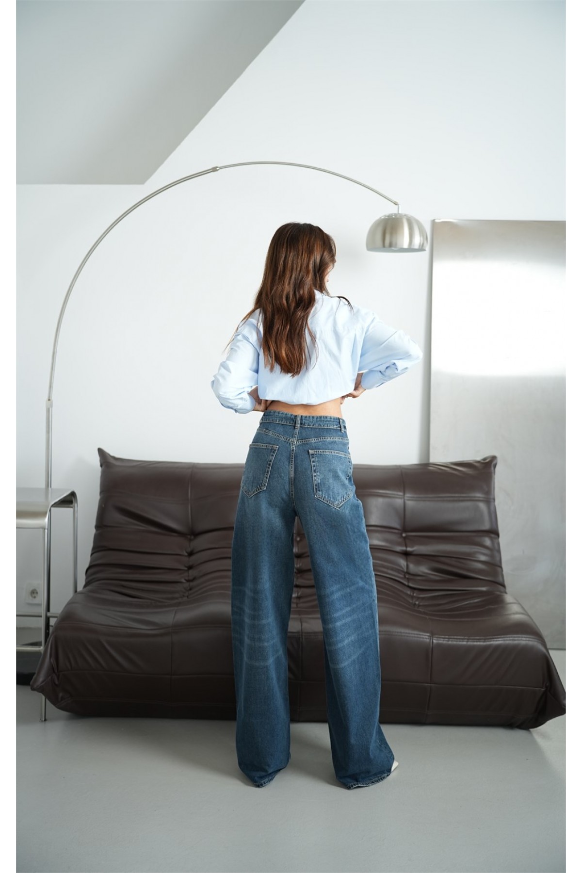 Yüksek Bel Ters Kemer Detaylı Od Brown Jean Pantolon