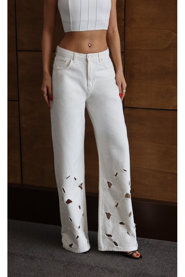 BTKM  34/40  EKRU  Nakışlı Pantolon