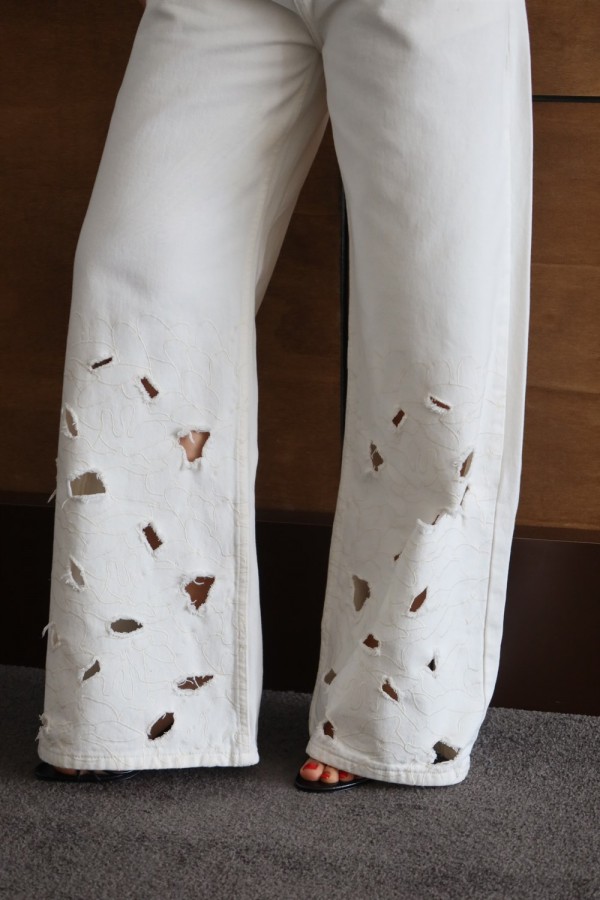 BTKM  34/40  EKRU  Nakışlı Pantolon