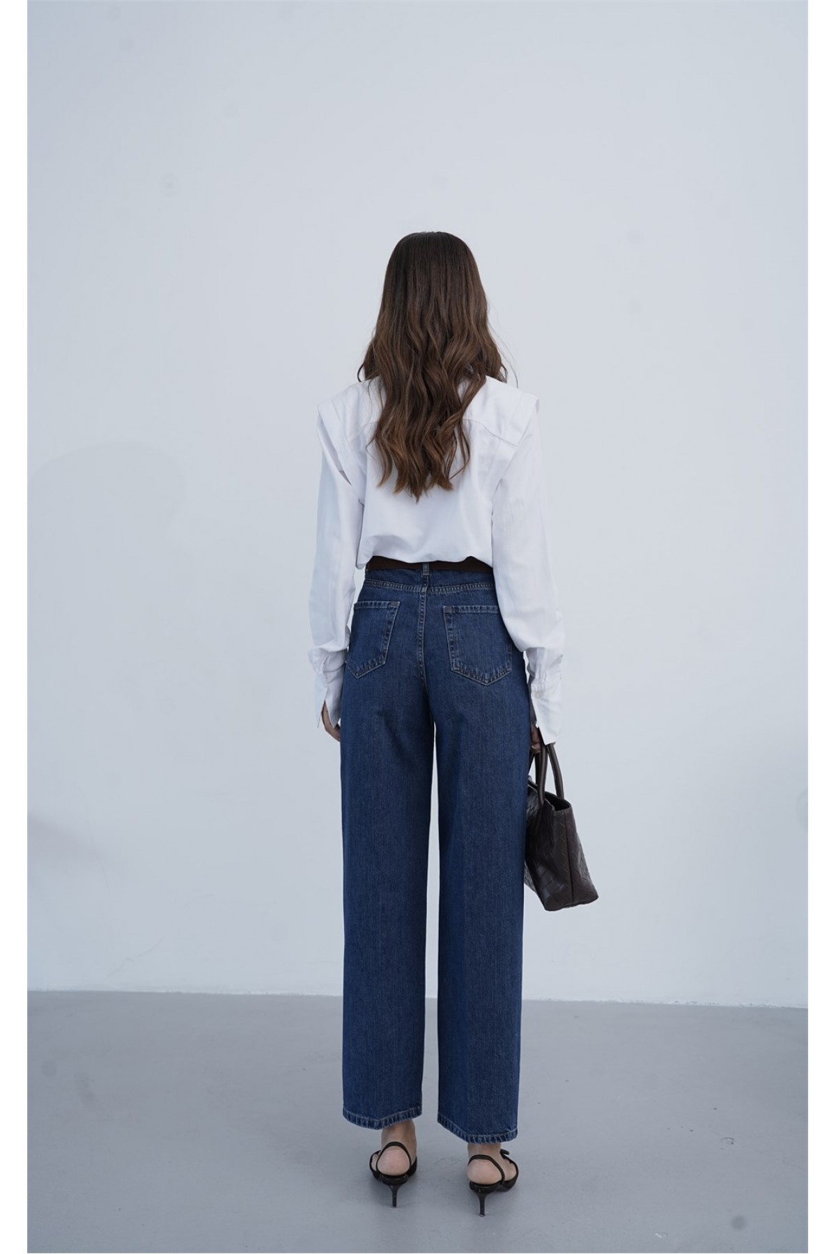 Yüksek Bel Kemer Detaylı Balon Kalıp Dark Blue Jean Pantolon