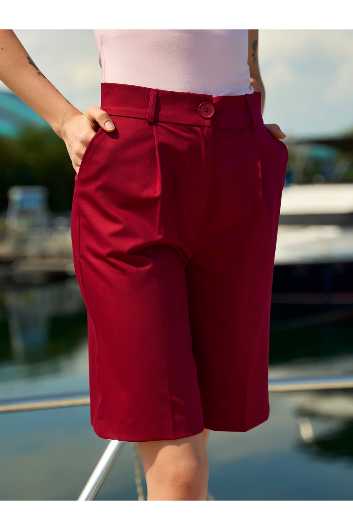 010745 PLEATED BERMUDA MODAL SHORTS