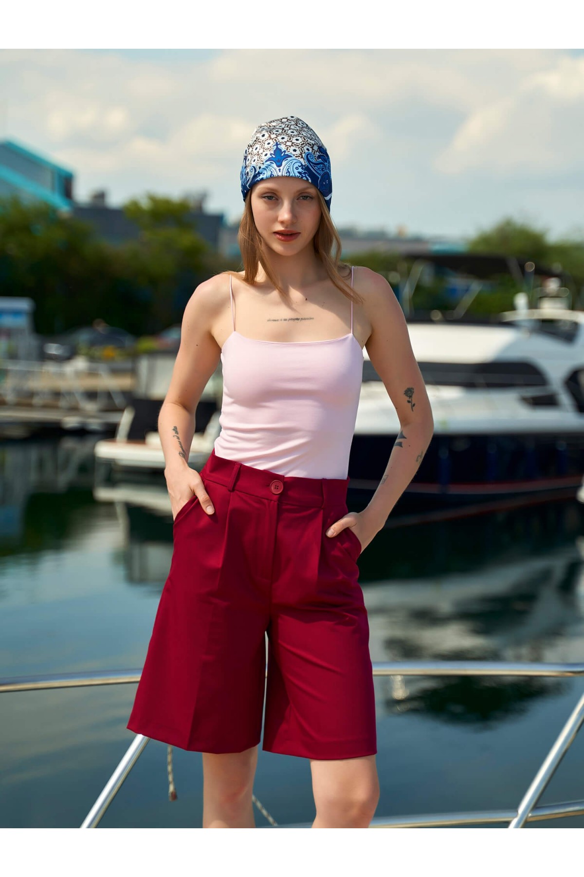 010745 PLEATED BERMUDA MODAL SHORTS