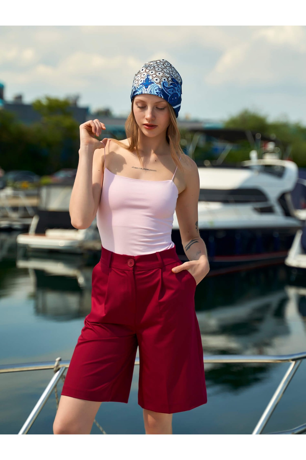 010745 PLEATED BERMUDA MODAL SHORTS