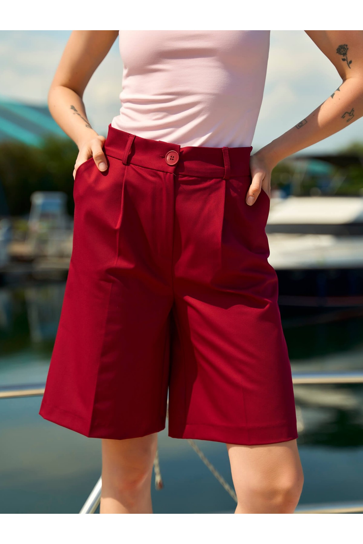 010745 PLEATED BERMUDA MODAL SHORTS