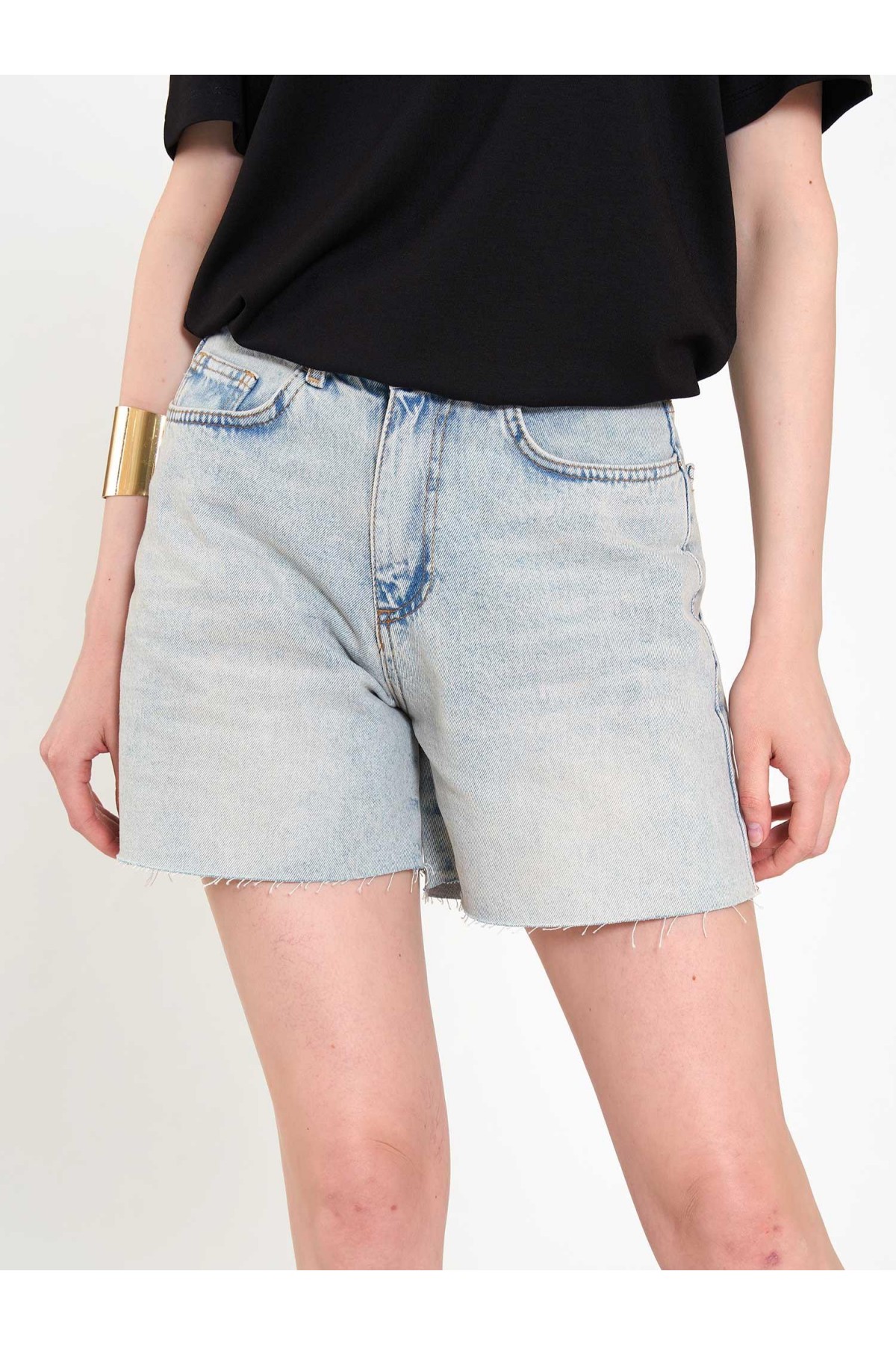 010877 Denim Mini Şort