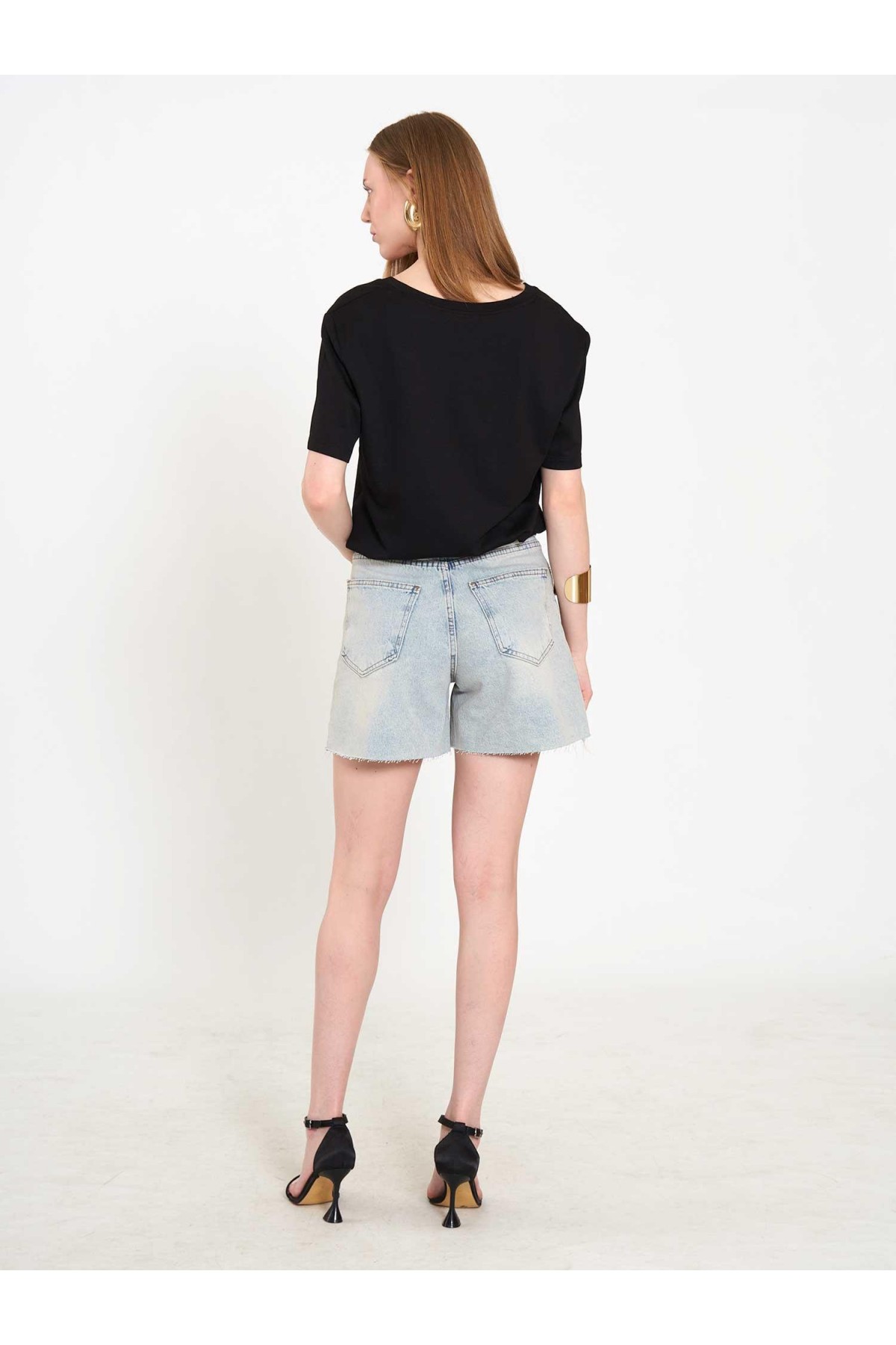 010877 Denim Mini Şort