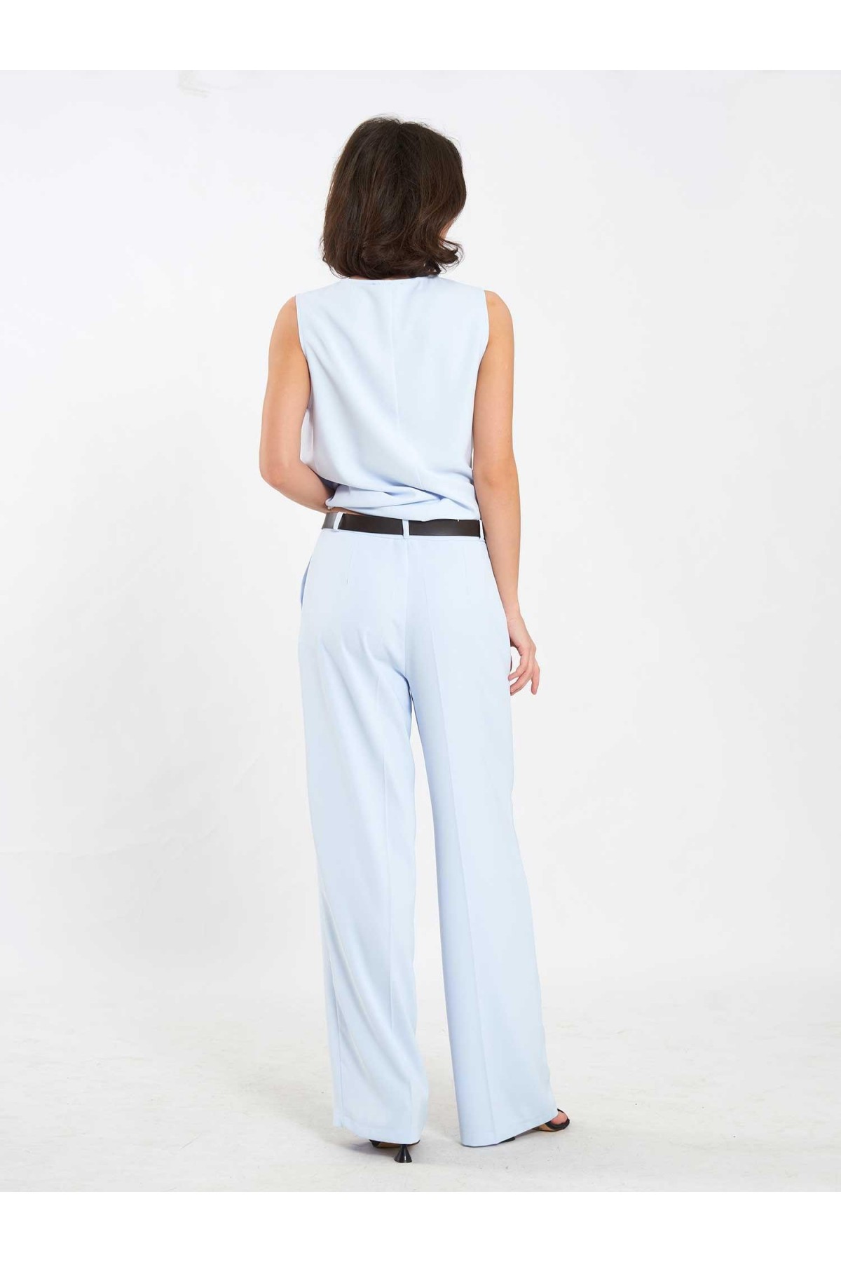 031661 Düz Kesim Kemerli  Pantolon