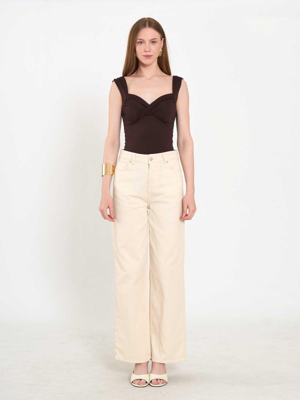 031668 Geniş Paça Denim Pantolon