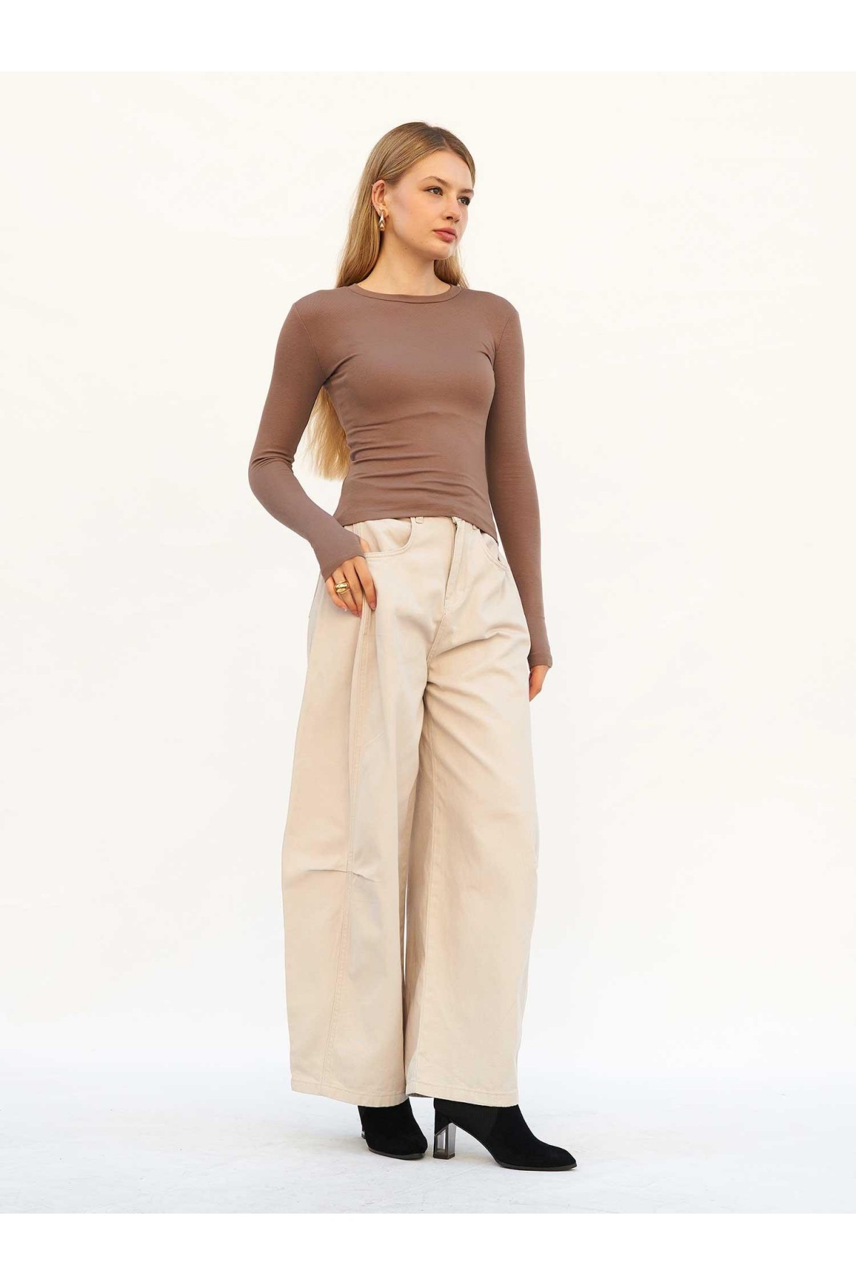 031738 Curve Wide Gabardin Pantolon 045