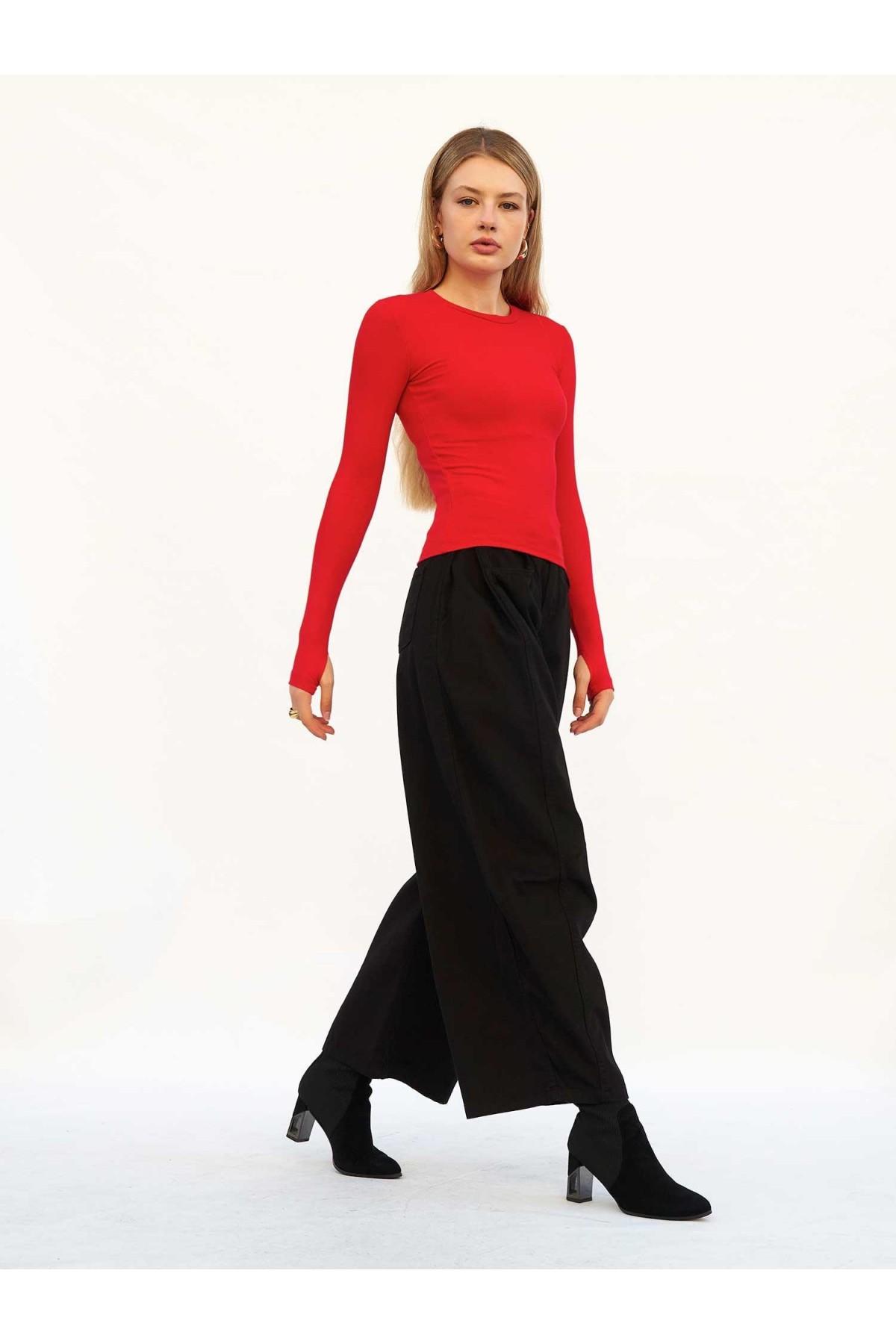 031738 Curve Wide Gabardin Pantolon 045