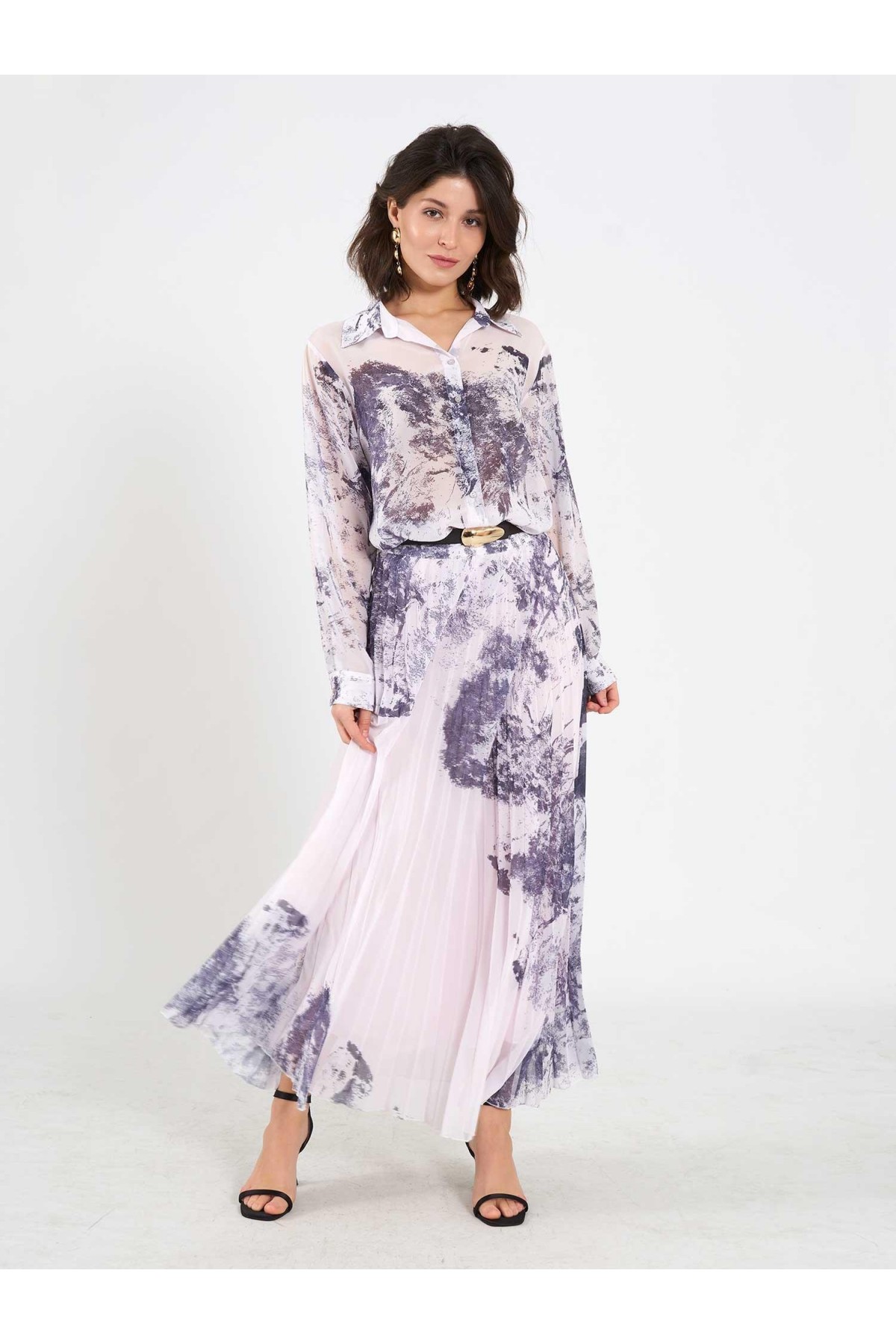 041189 Suluboya Efektli Piliseli Etek