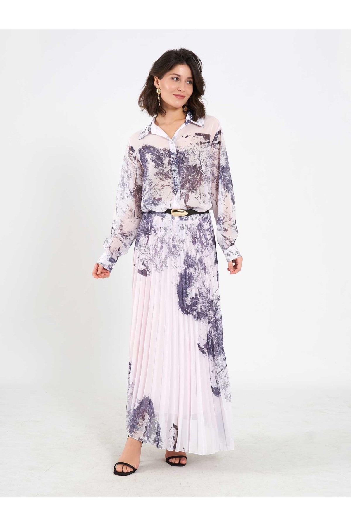 041189 Suluboya Efektli Piliseli Etek