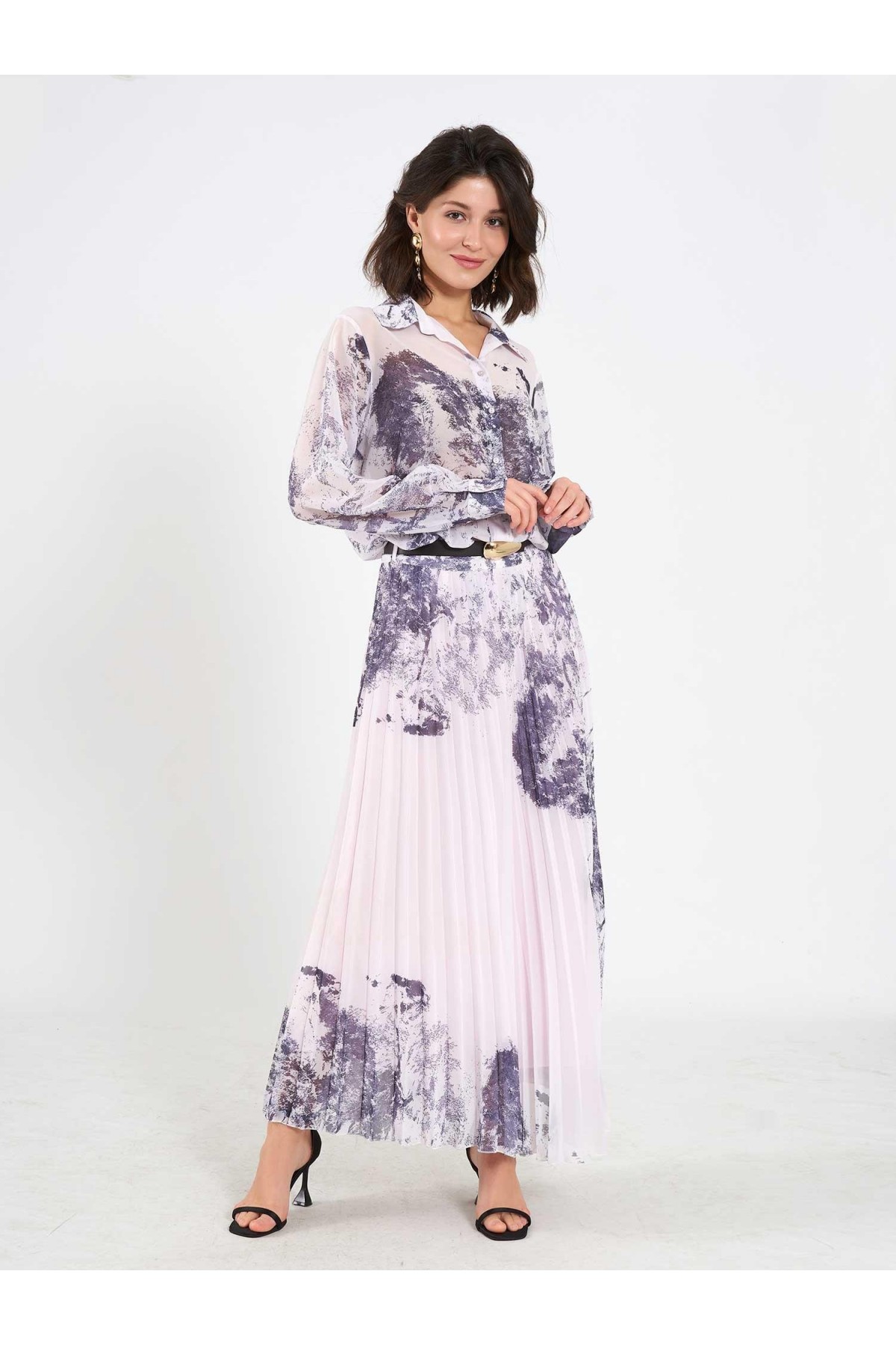 041189 Suluboya Efektli Piliseli Etek