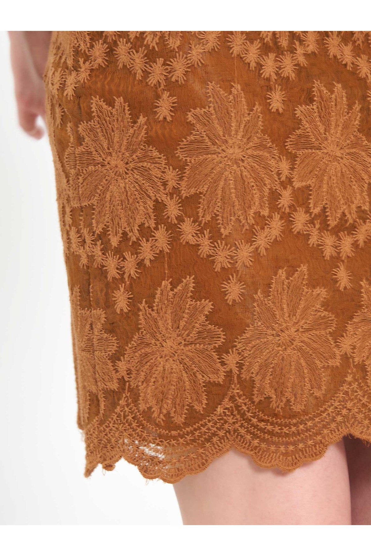 041195 Dantel Görünümlü Mini Etek