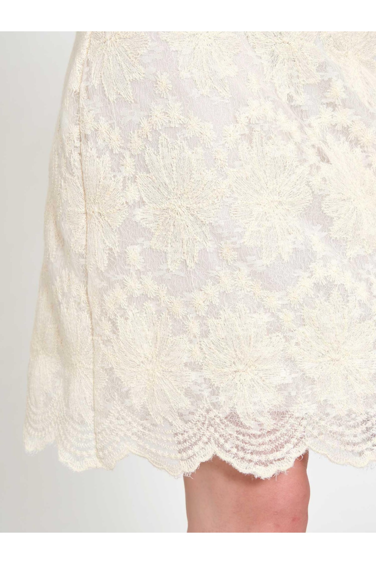 041195 Dantel Görünümlü Mini Etek