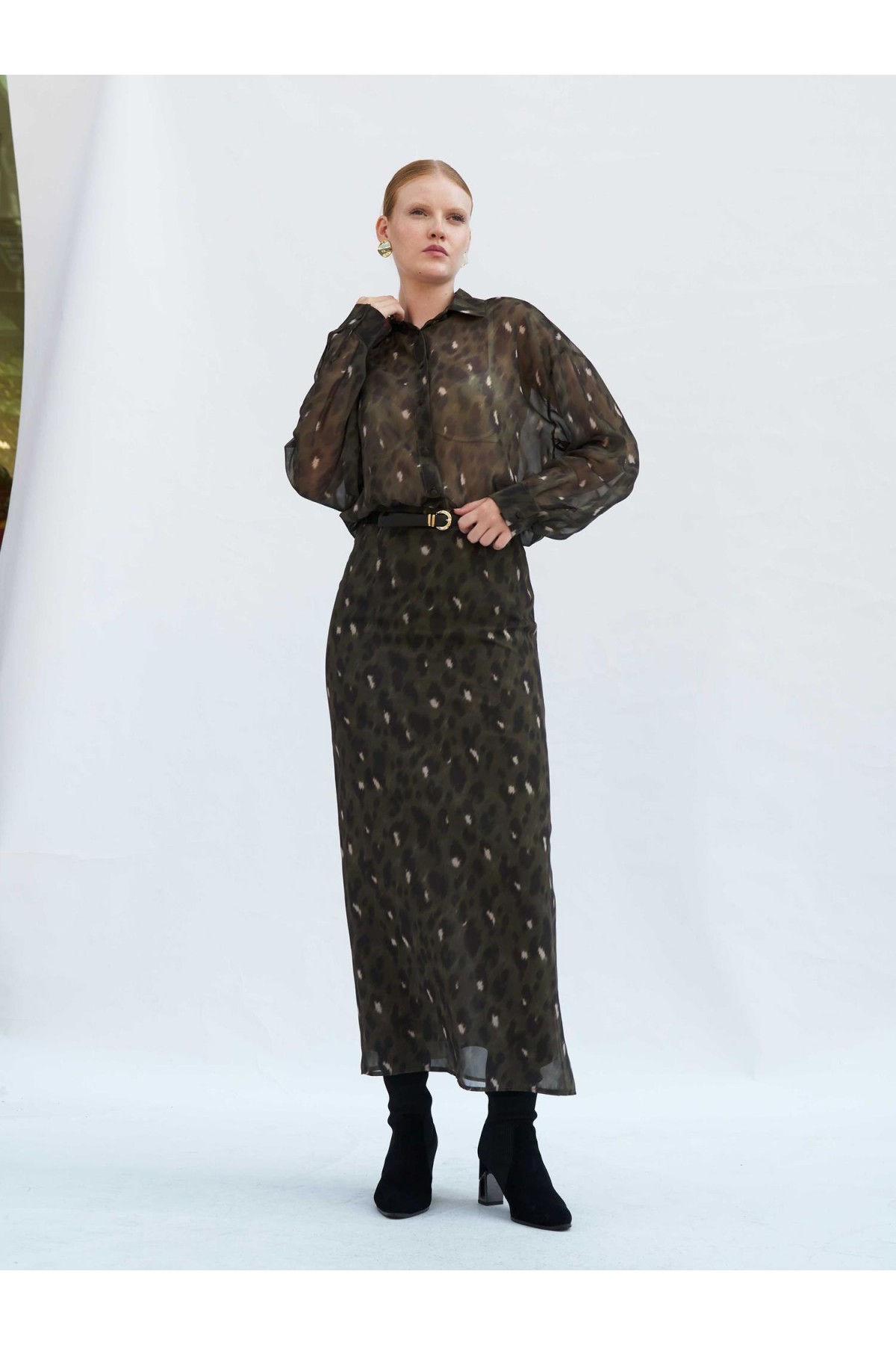 041252 Benek Desenli Maxi Etek