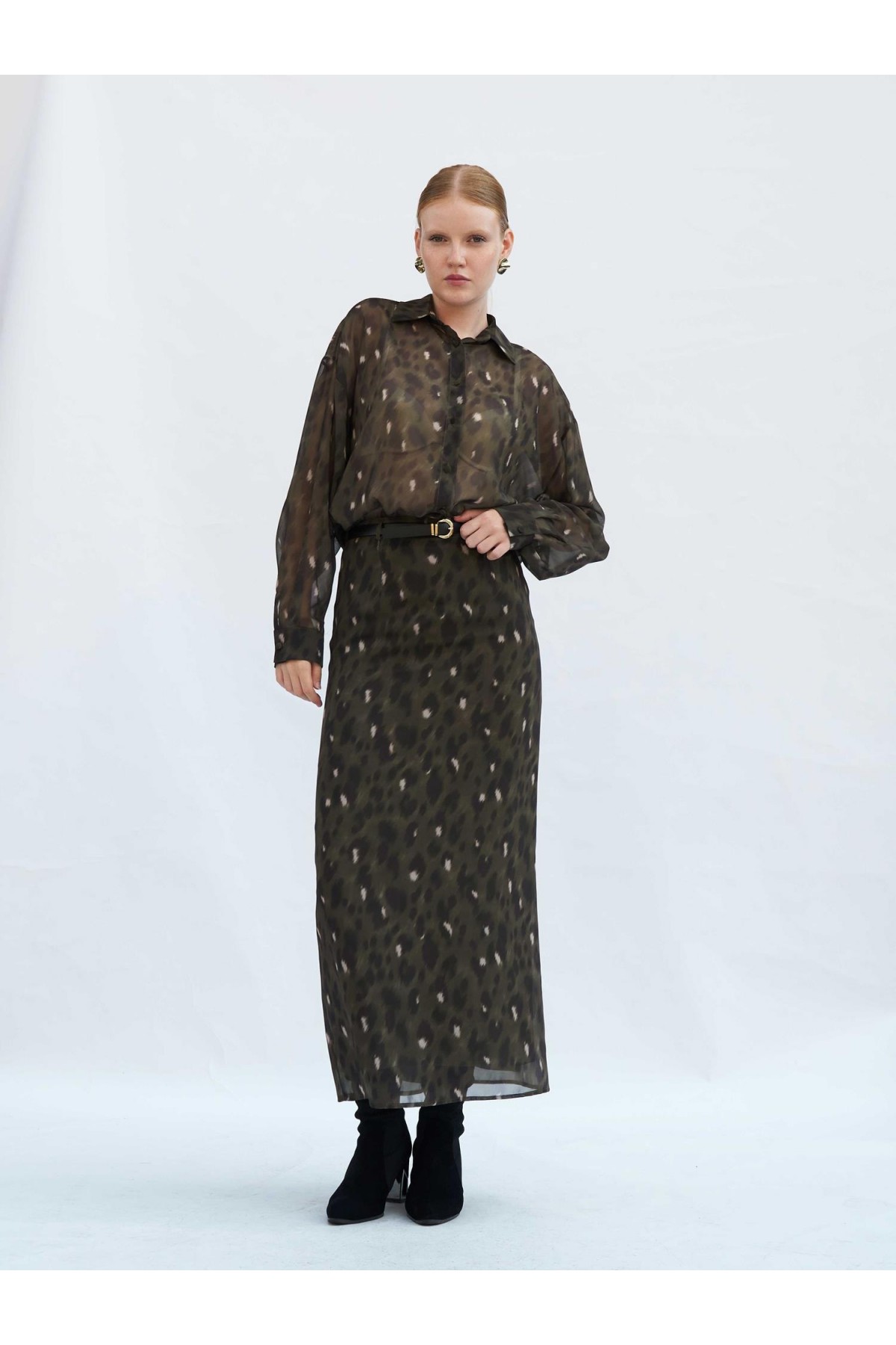 041252 Benek Desenli Maxi Etek