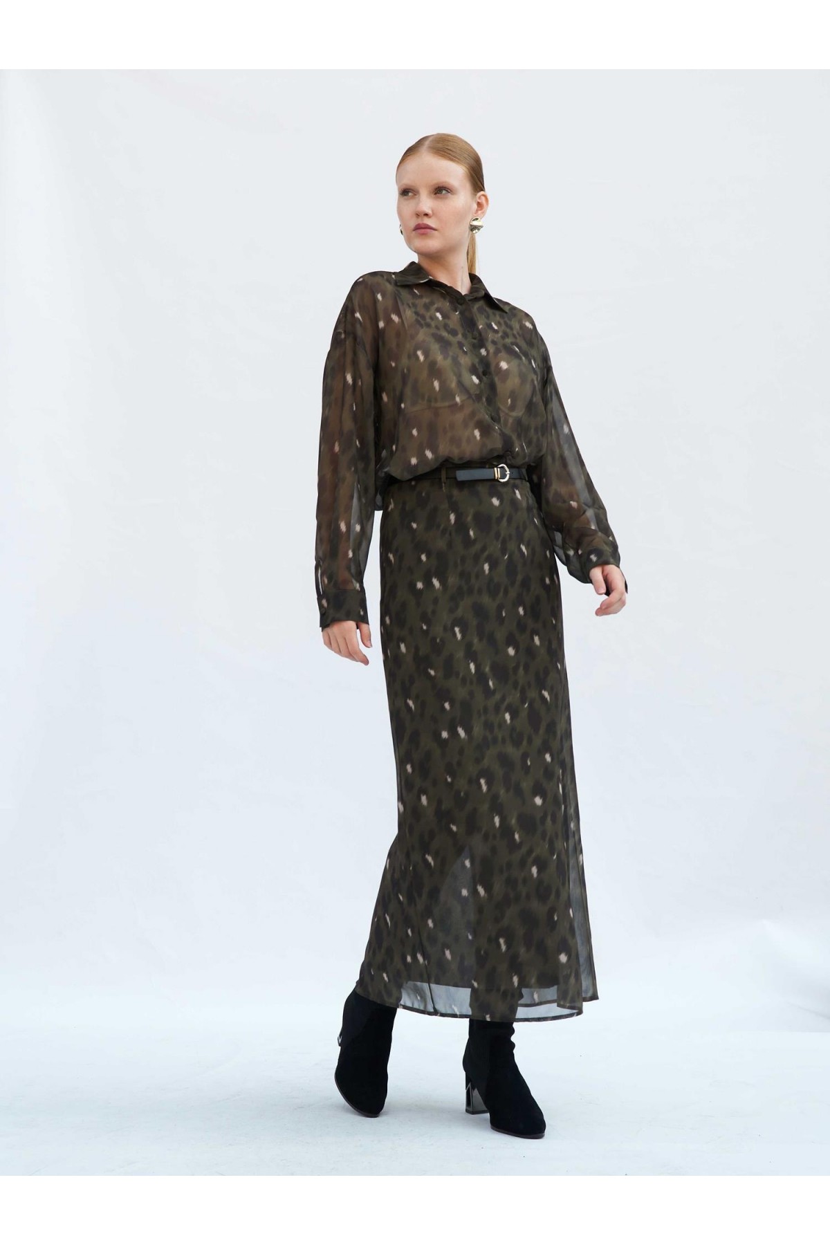 041252 Benek Desenli Maxi Etek