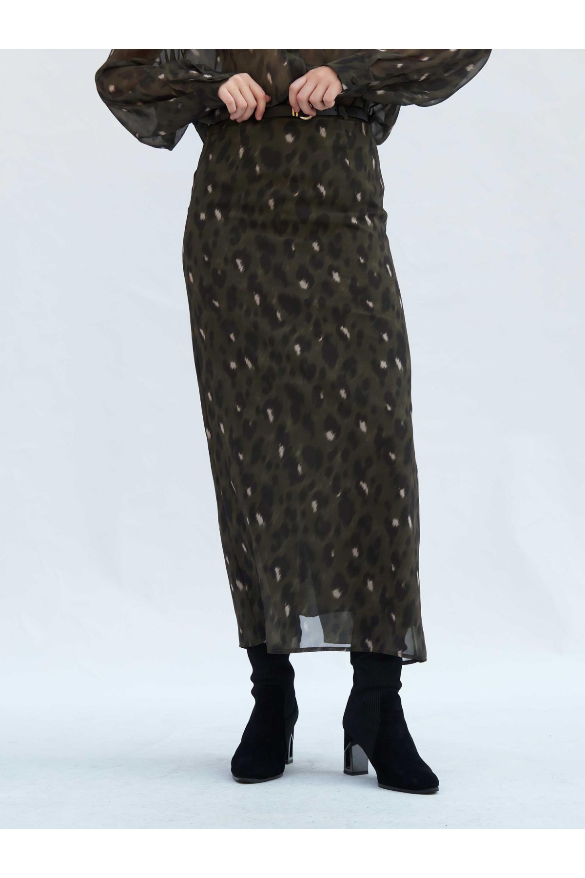 041252 Benek Desenli Maxi Etek