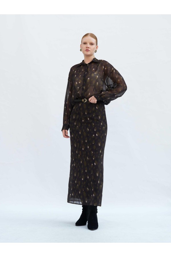 041252 Benek Desenli Maxi Etek
