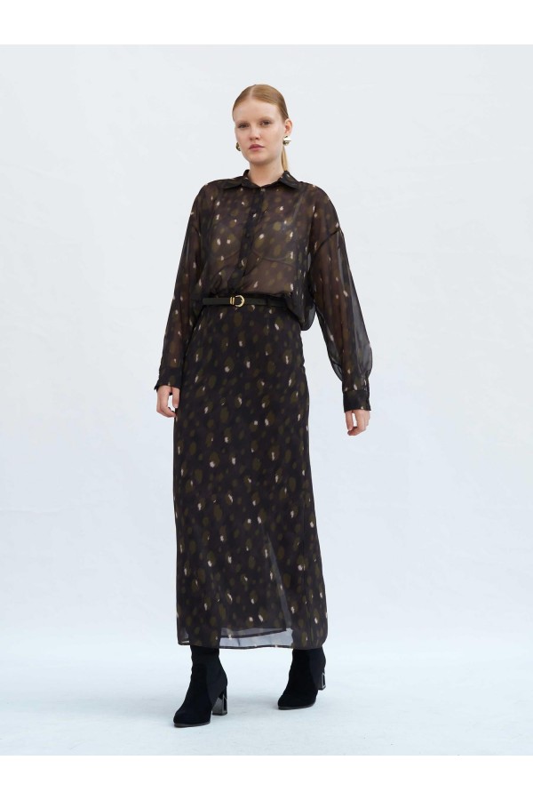 041252 Benek Desenli Maxi Etek