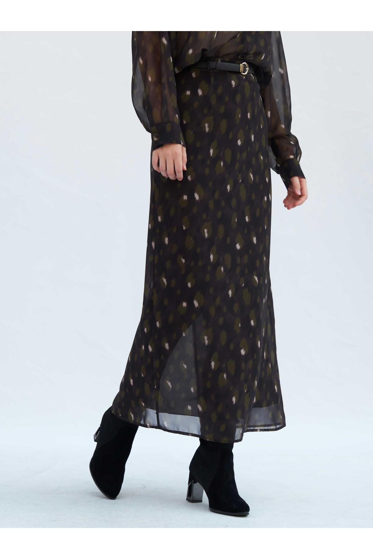 041252 Benek Desenli Maxi Etek