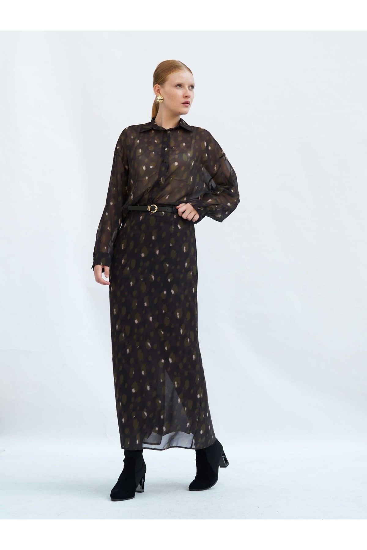 041252 Benek Desenli Maxi Etek