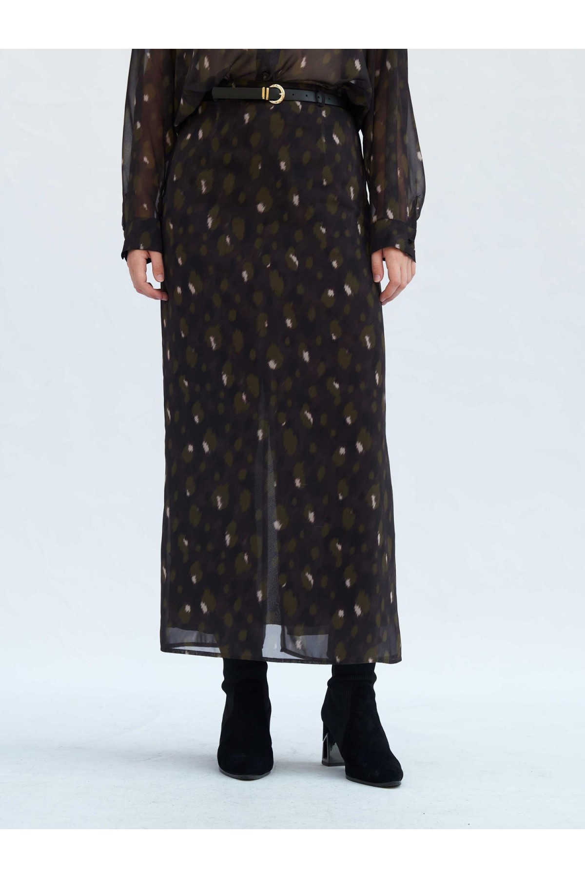 041252 Benek Desenli Maxi Etek