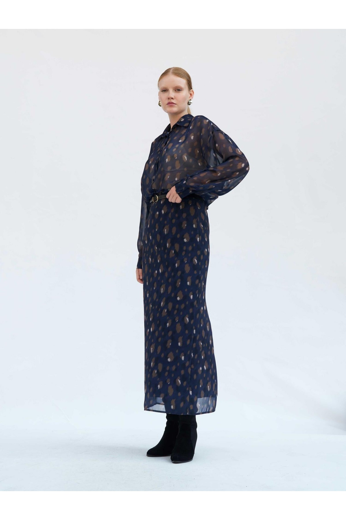 041252 Benek Desenli Maxi Etek
