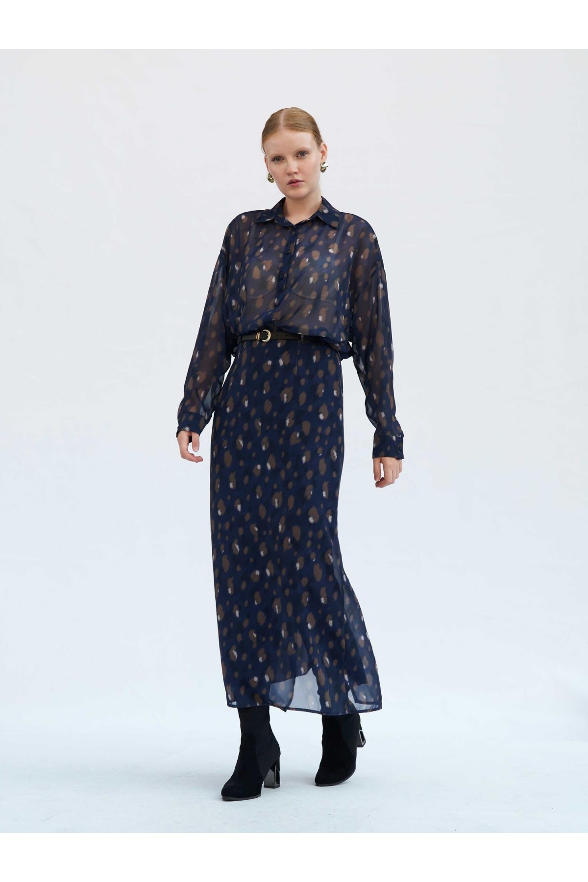 041252 Benek Desenli Maxi Etek