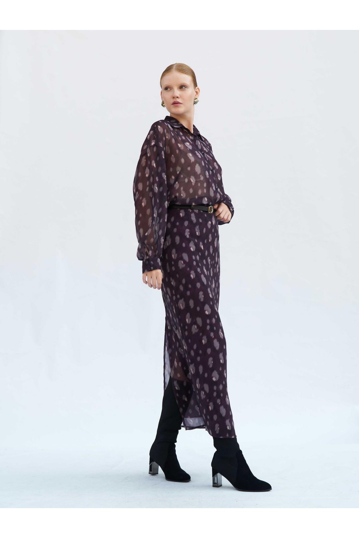041252 Benek Desenli Maxi Etek