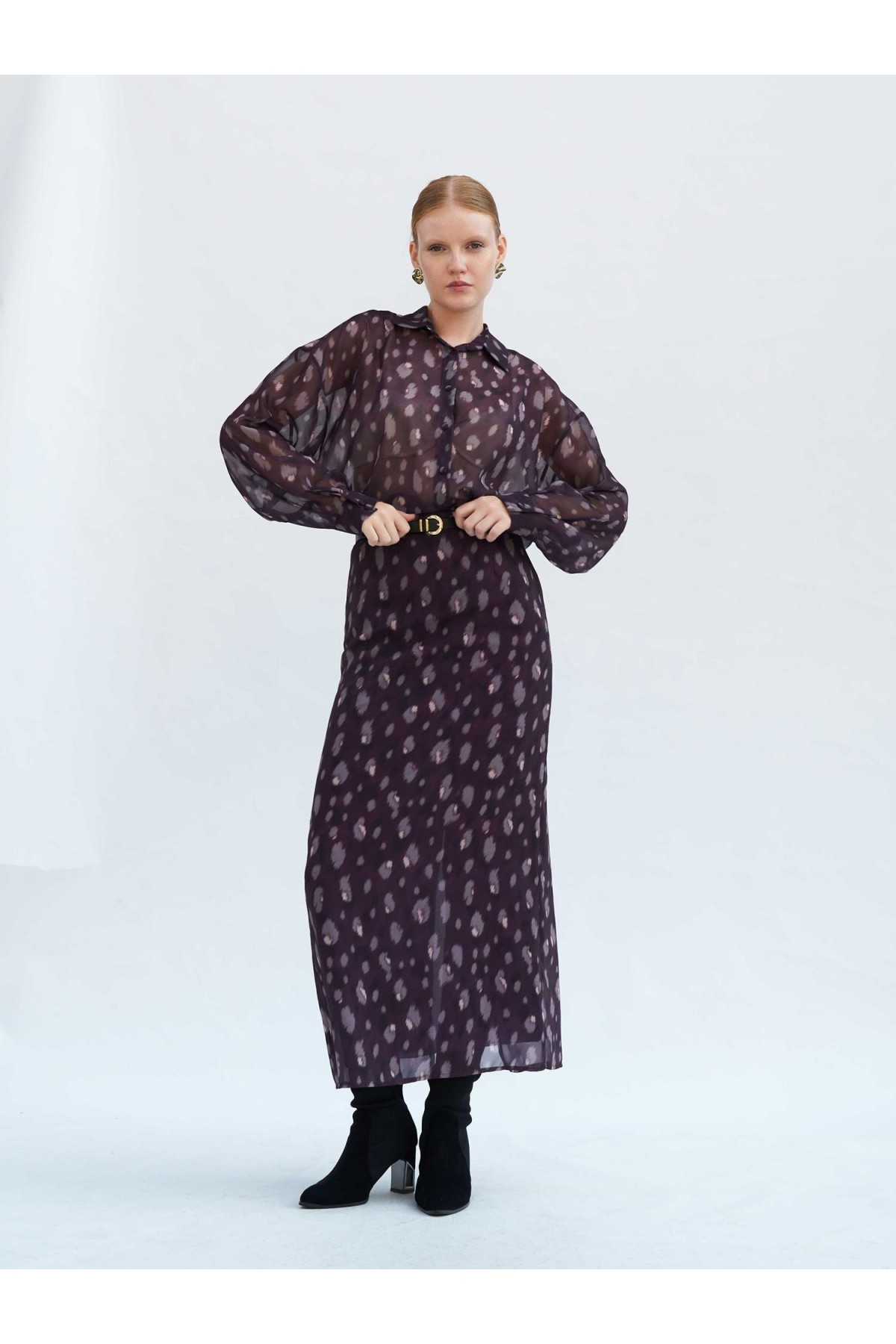 041252 Benek Desenli Maxi Etek