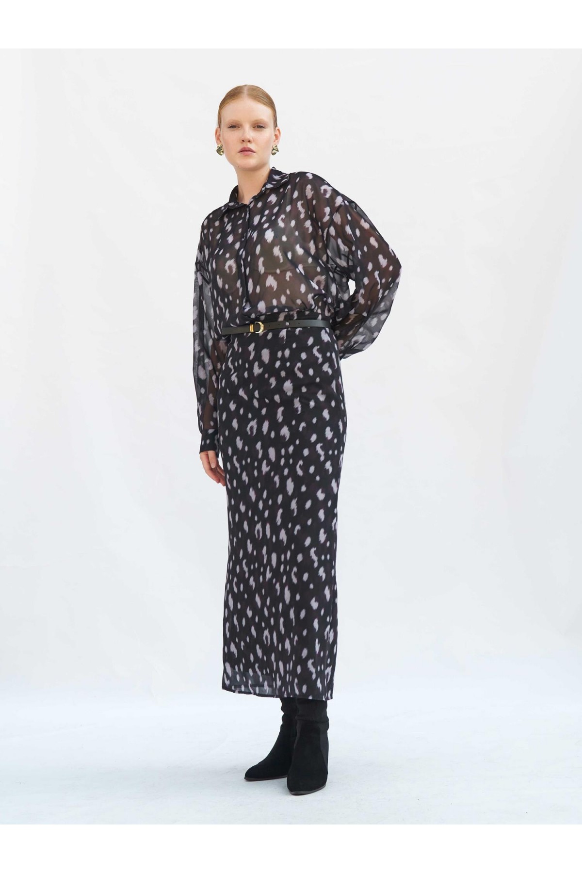 041252 Benek Desenli Maxi Etek
